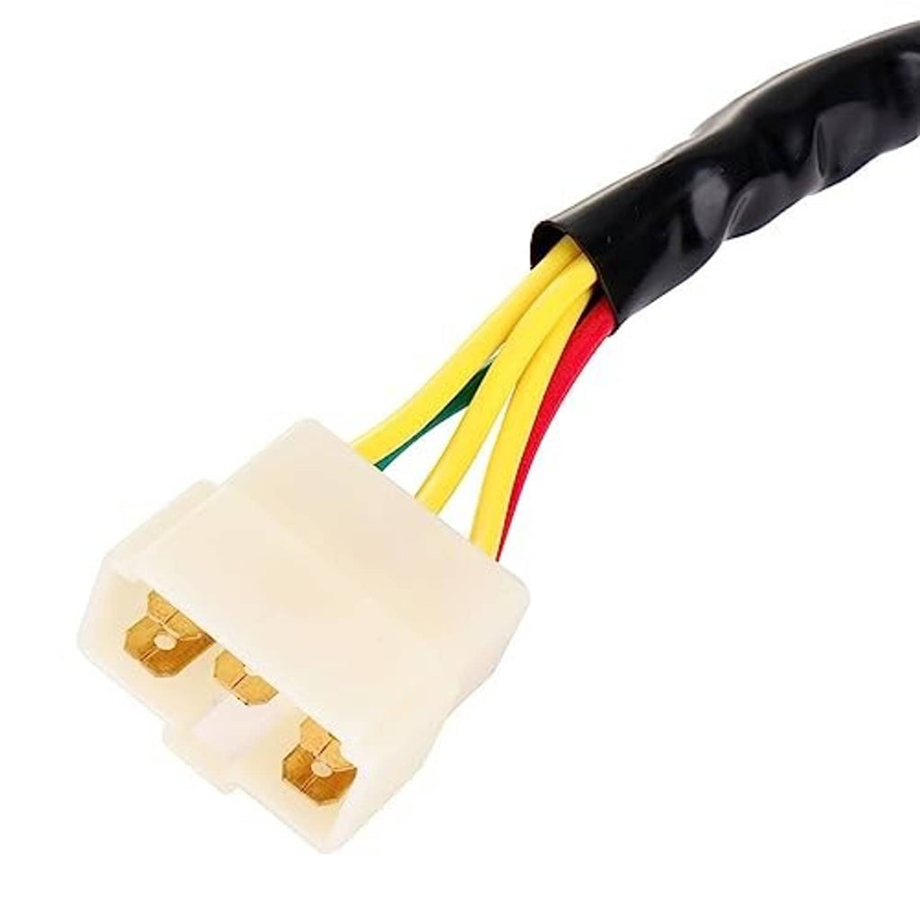 Voltage regulator rectifier relay wire harness with white connector plug and colored leads