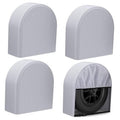Light gray RV tire cover set of four with arched tops