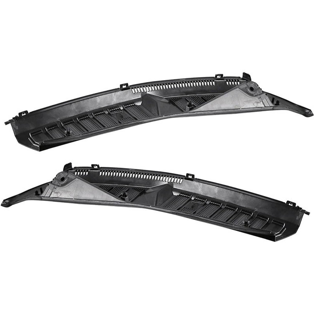 Set of black vented cowl top panels with molded trim and grille sections