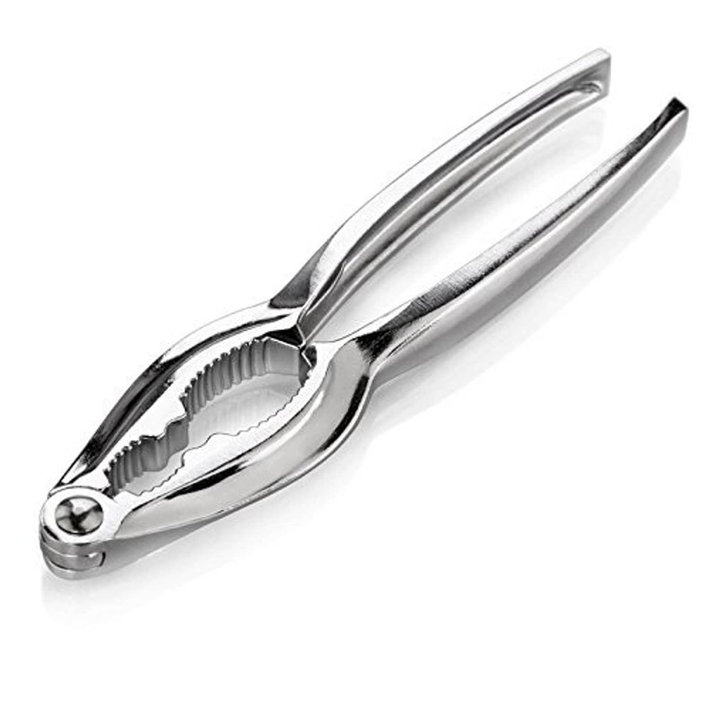 Stainless steel lobster crab cracker with serrated opening jaws