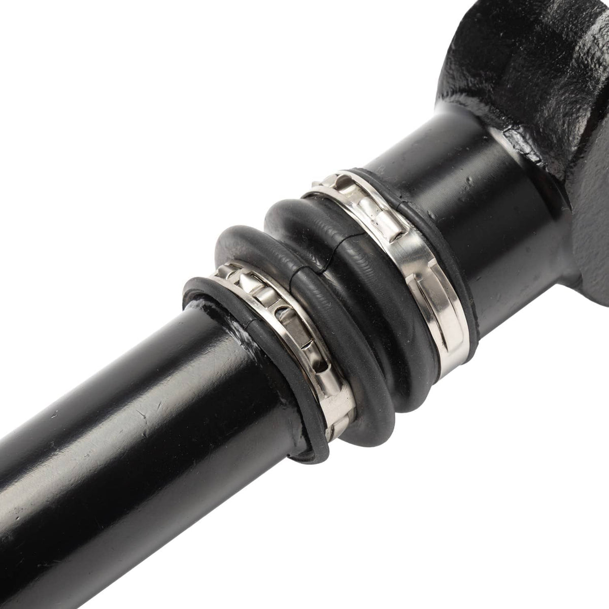 Rear prop drive shaft boot and coupling detail with silver retaining rings