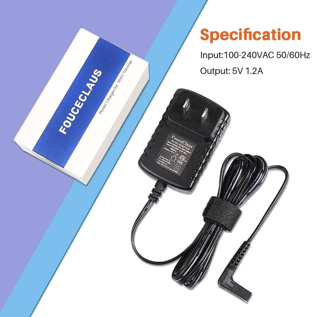 Black power adapter charger with coiled cable and dual-prong wall plug