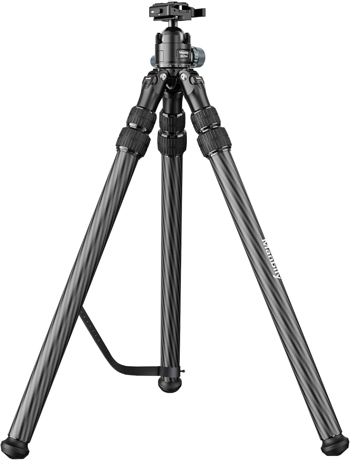 Carbon fiber hunting tripod with 44mm ball head and three sturdy folding legs