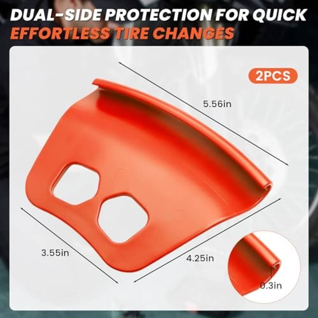 Orange rim protector shield with two oval cutouts and rounded edge design