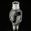 Gray drive shaft yoke U-joint with two silver shafts and exposed joint caps