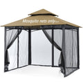 Black mosquito netting panels for gazebo with four zippered door openings