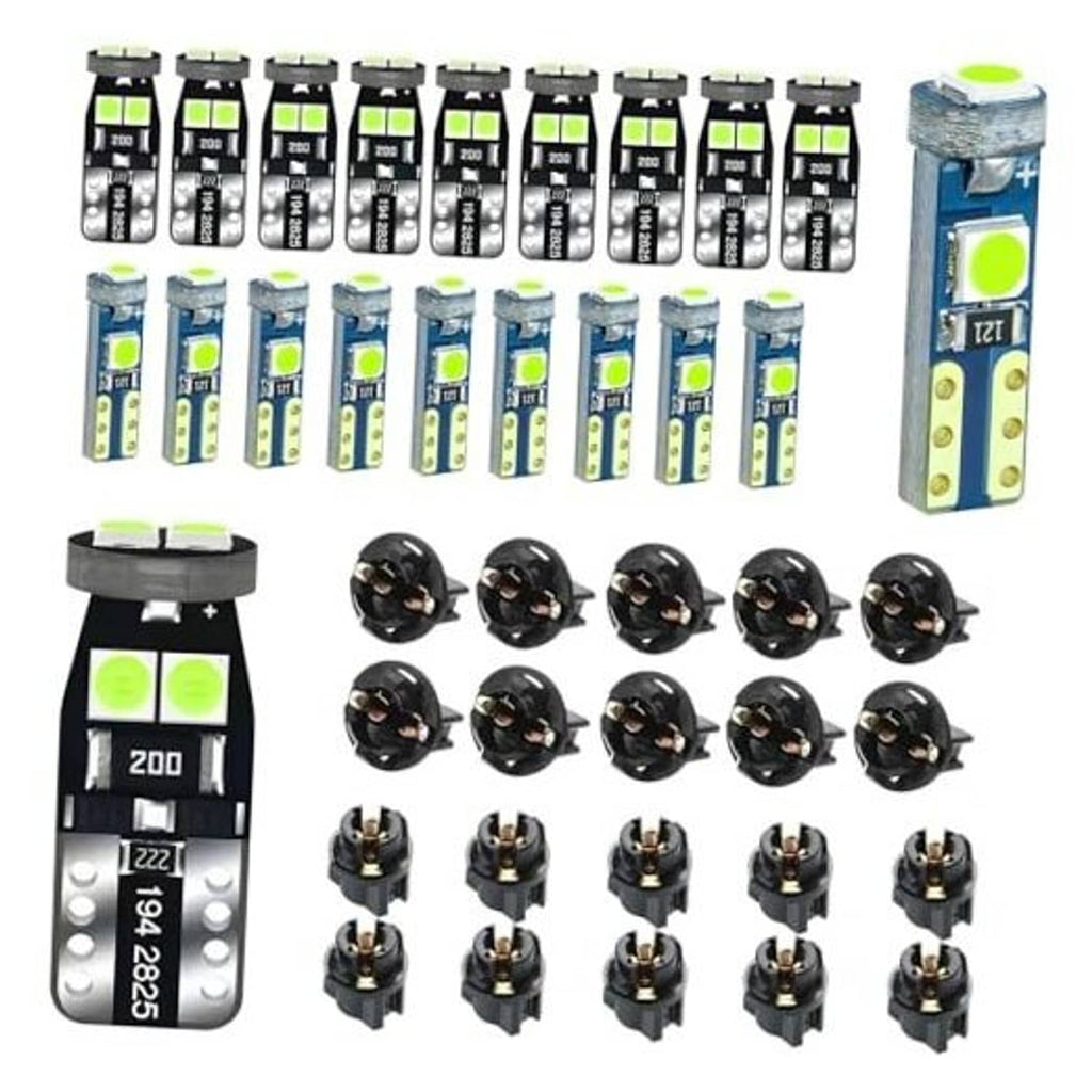 LED instrument light bulbs combo with socket caps and lime green LED chips