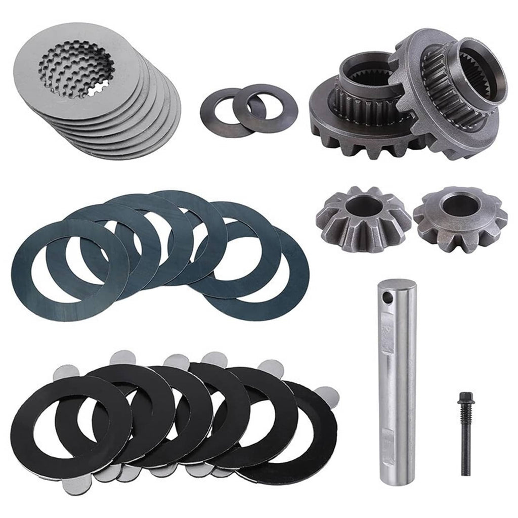 Limited-slip differential clutch pack kit parts set with friction discs, gears, and rod