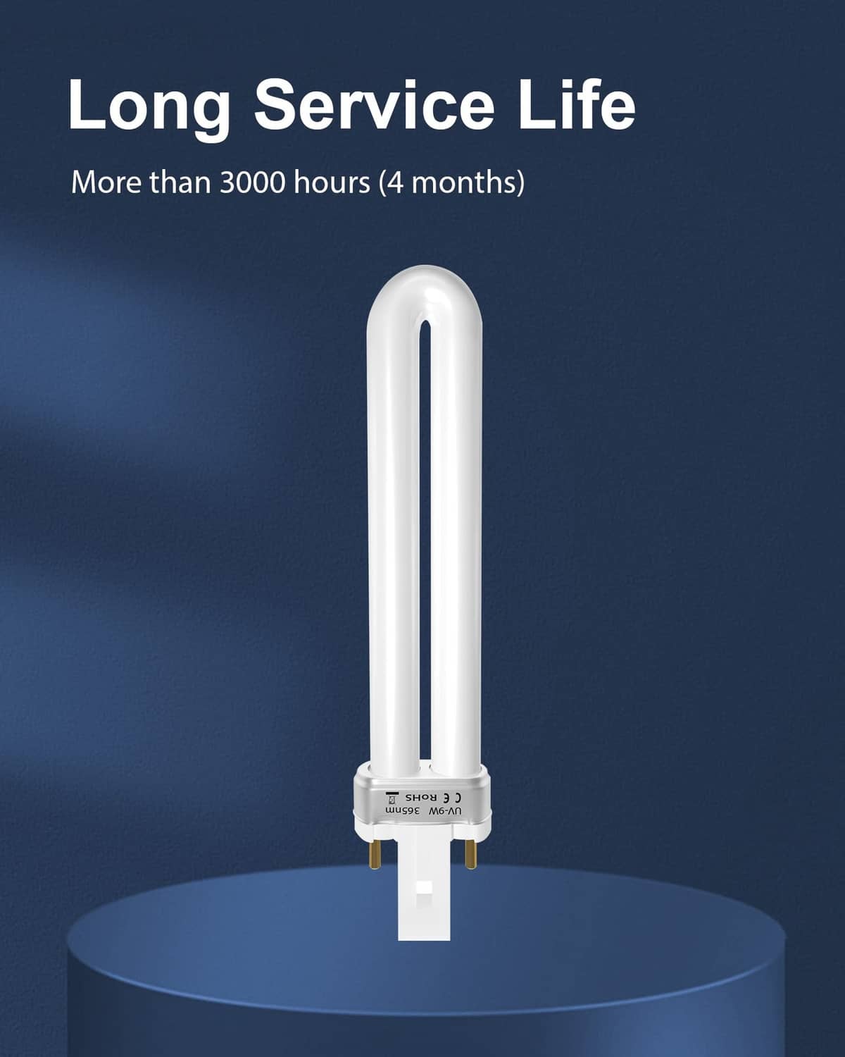 Long-life 9W replacement insect-trap bulb with tall clear tube and 2-pin base