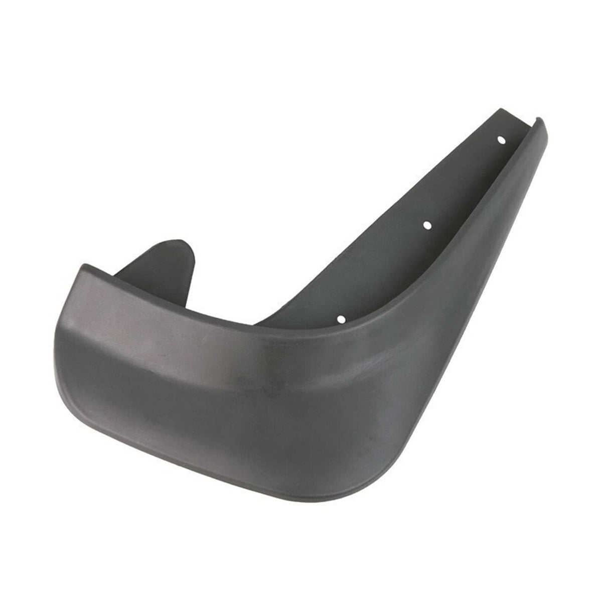 Single dark gray front mud flap with curved splash guard and mounting holes