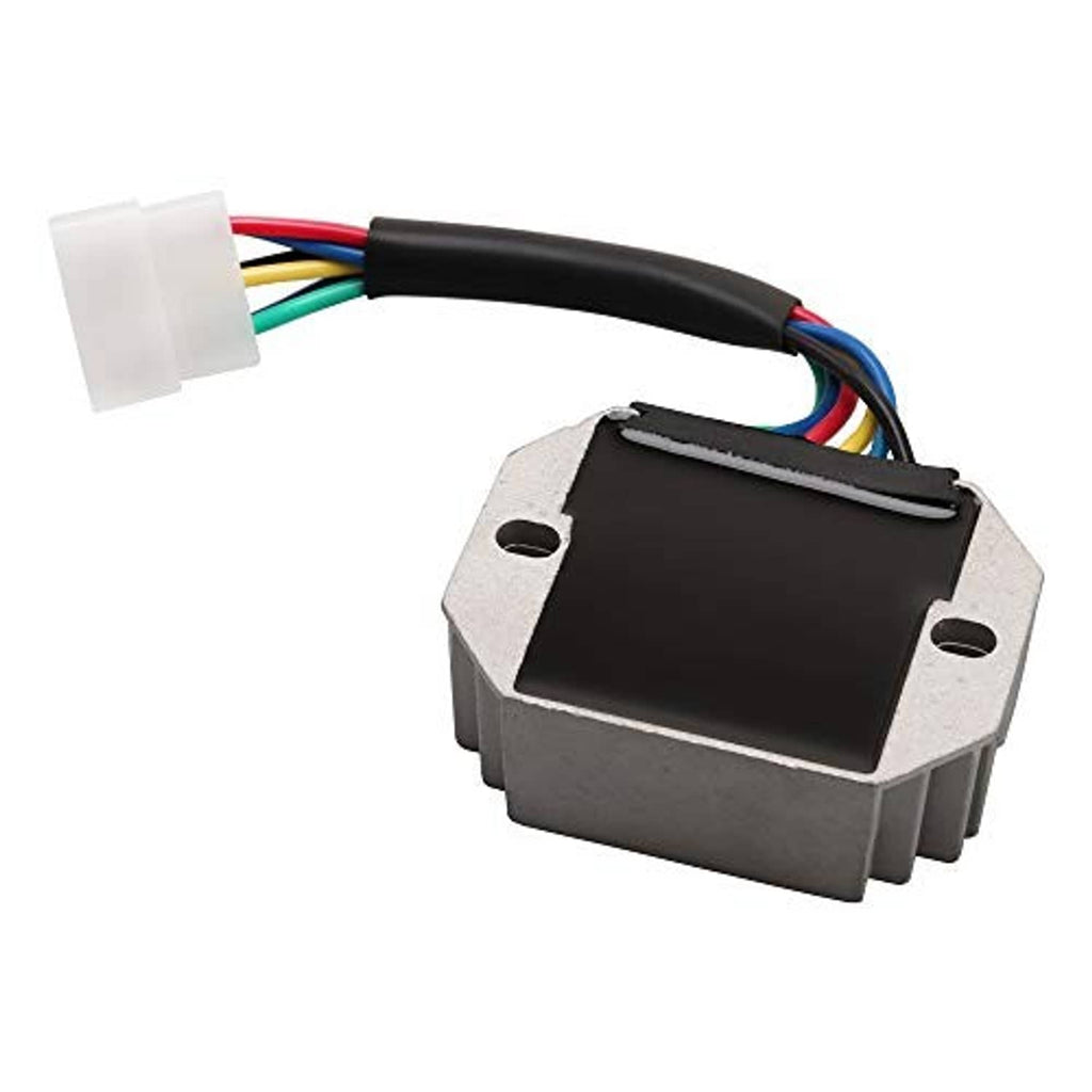 Voltage regulator rectifier with black cover and multi-wire cable, gray metal housing