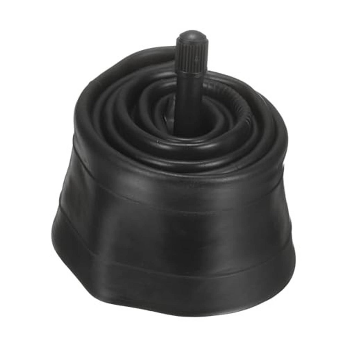 Black rubber bicycle inner tube roll with standard valve stem