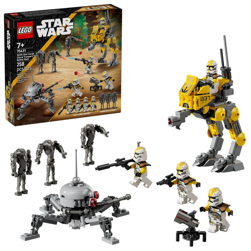 LEGO Star Wars battle pack with multicolor clone trooper figures and walker builds
