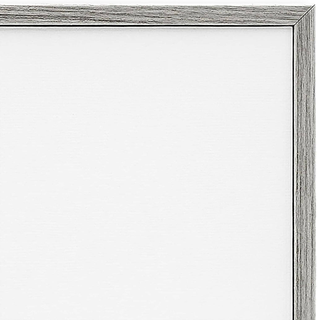 Framed giclée print with white mat and gray wood frame corner