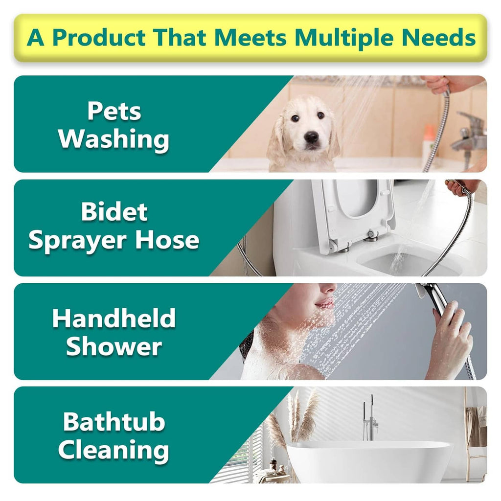 Flexible replacement shower hose with connectors for handheld shower use