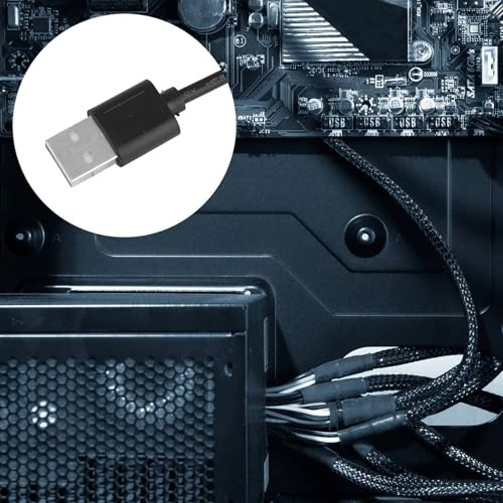 USB fan speed adapter with USB-A plug and 4-pin fan connector for PC cooling