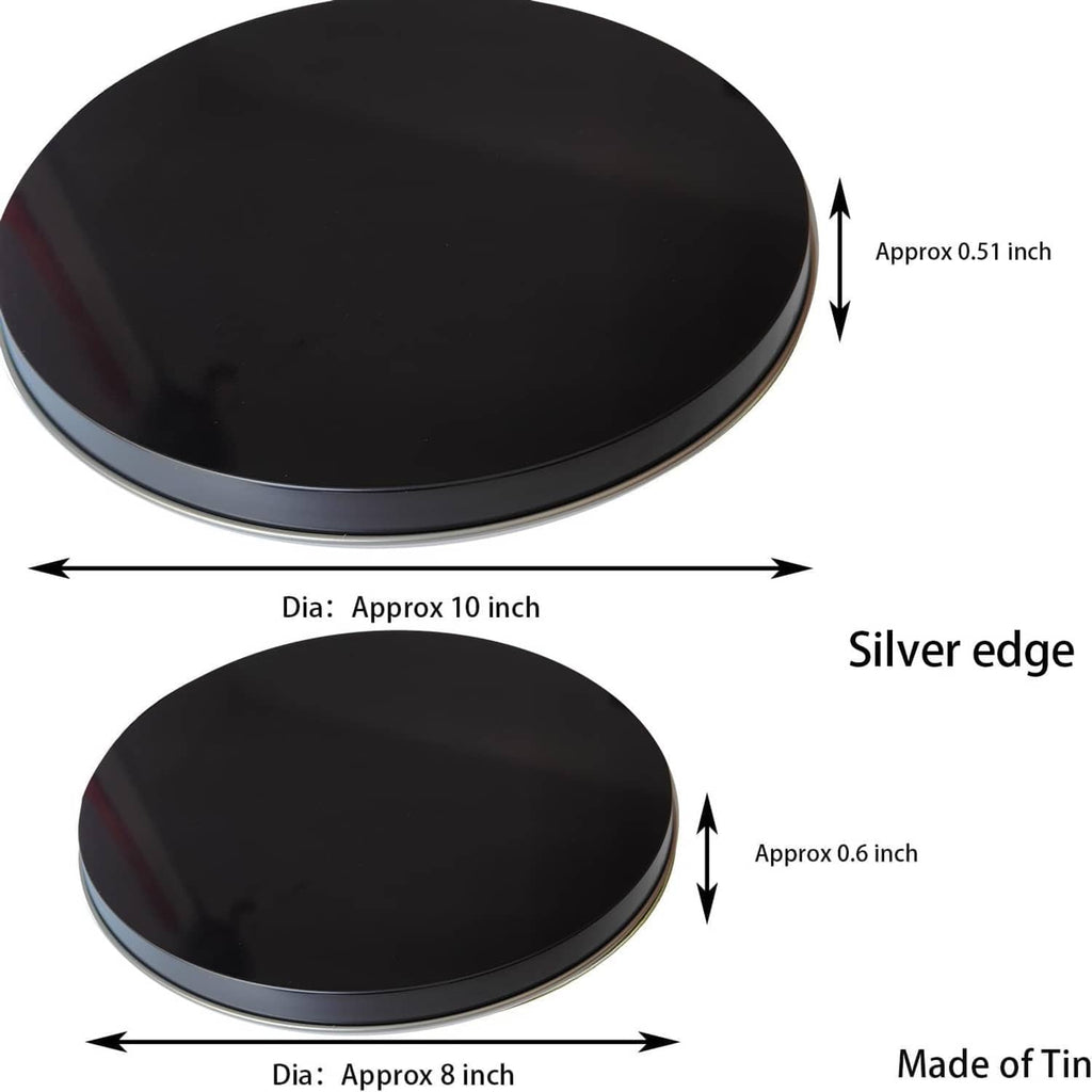 Black burner cover with silver edge, round fit for 8 in and 10 in