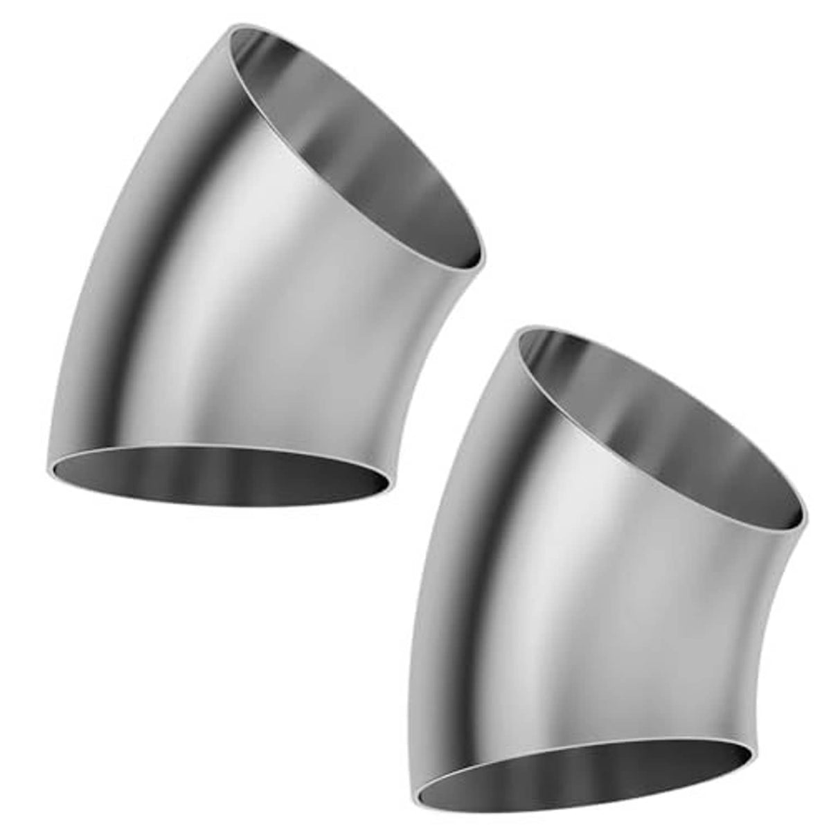 Stainless steel 45-degree exhaust elbow pipes, two-pack, 4-inch OD