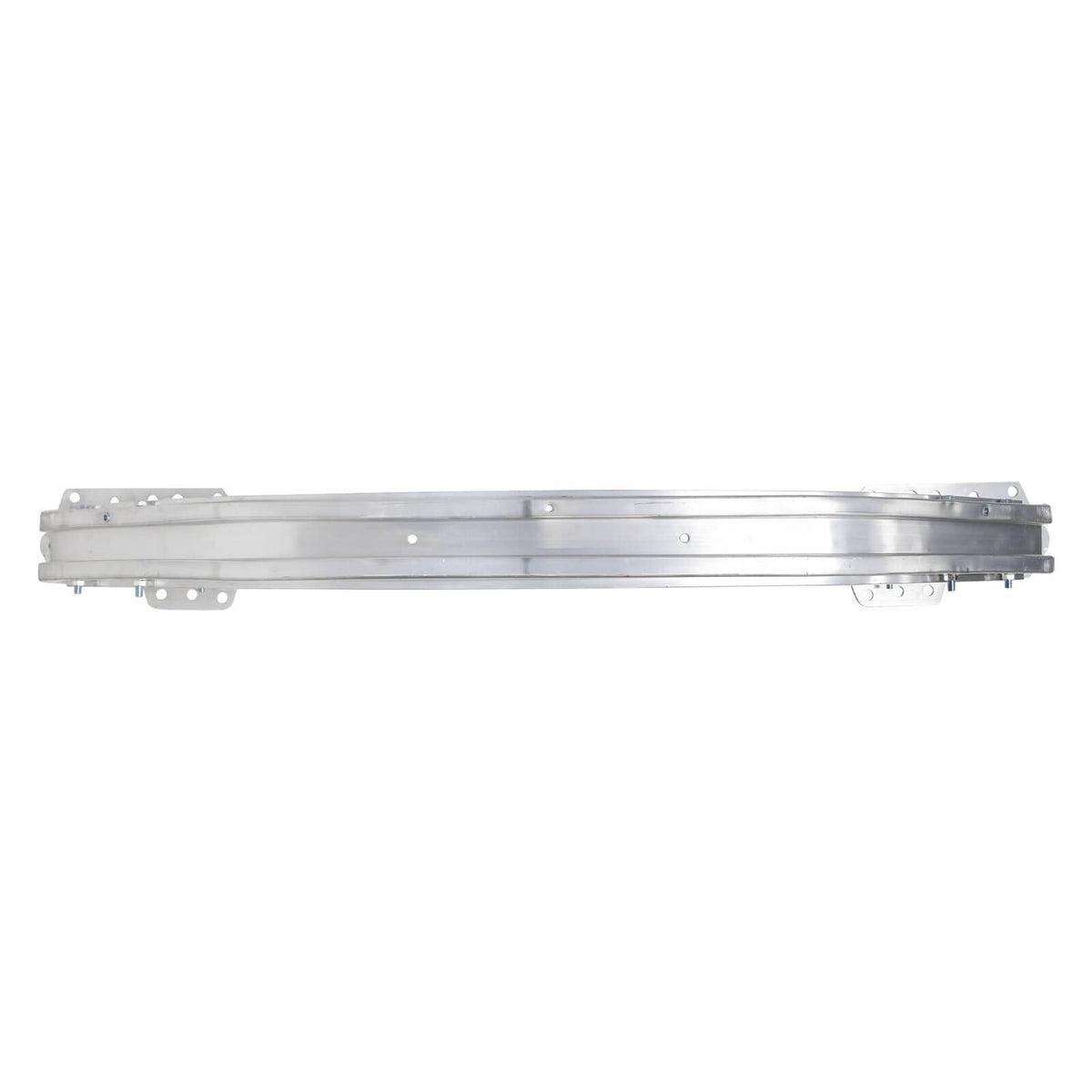 Front bumper reinforcement cross member, straight silver side view with mounting holes