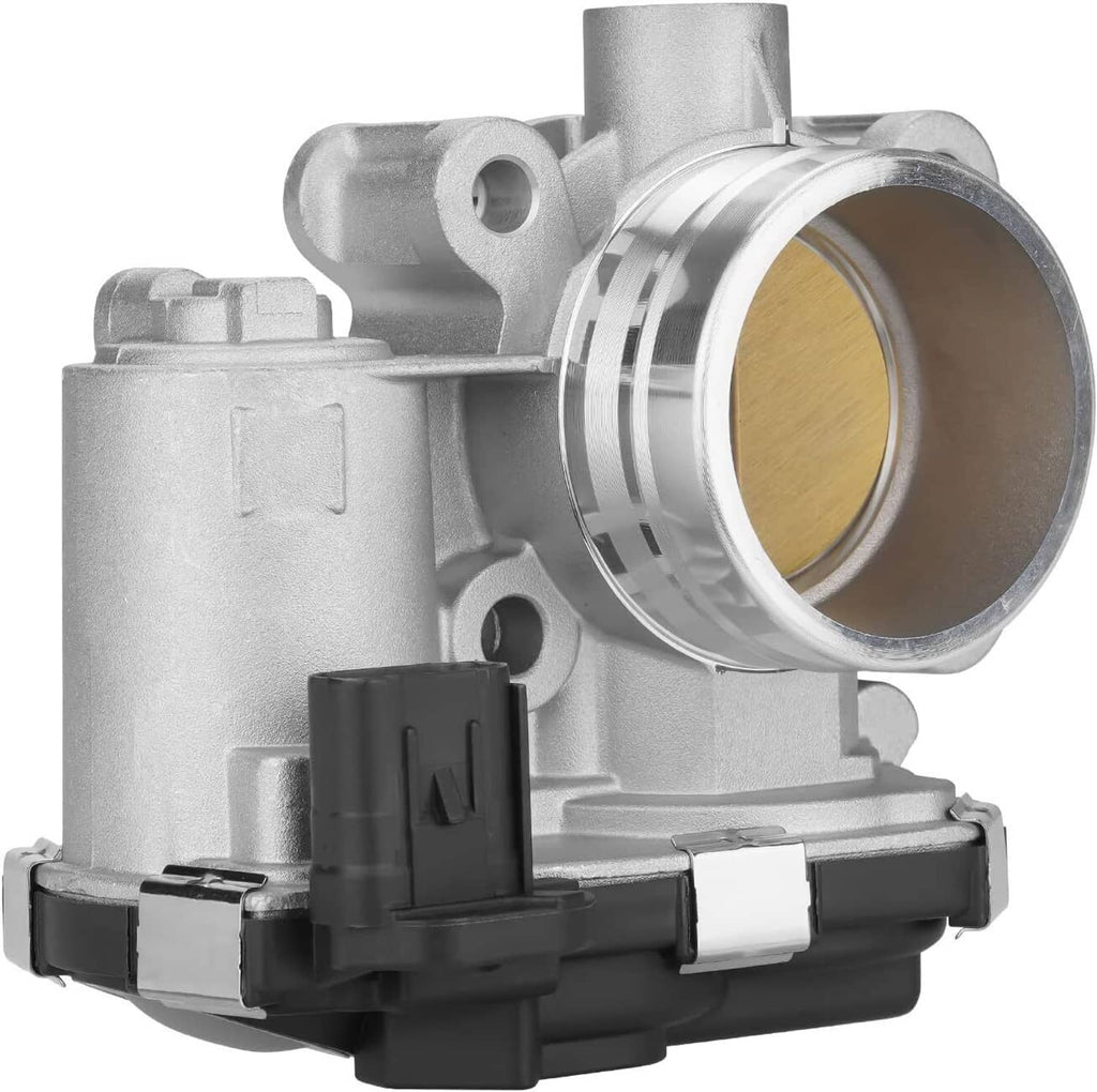 Aluminum electronic throttle body with round intake opening and sensor connector