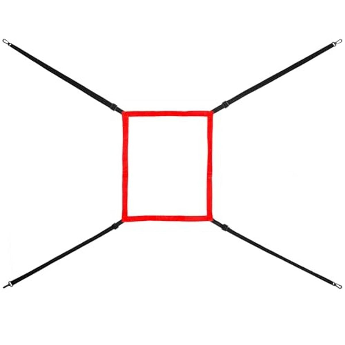 Red square strike-zone target with black corner connectors and four support arms