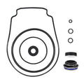 Black O-ring and gasket seals set with multiple circular rings and a gasket