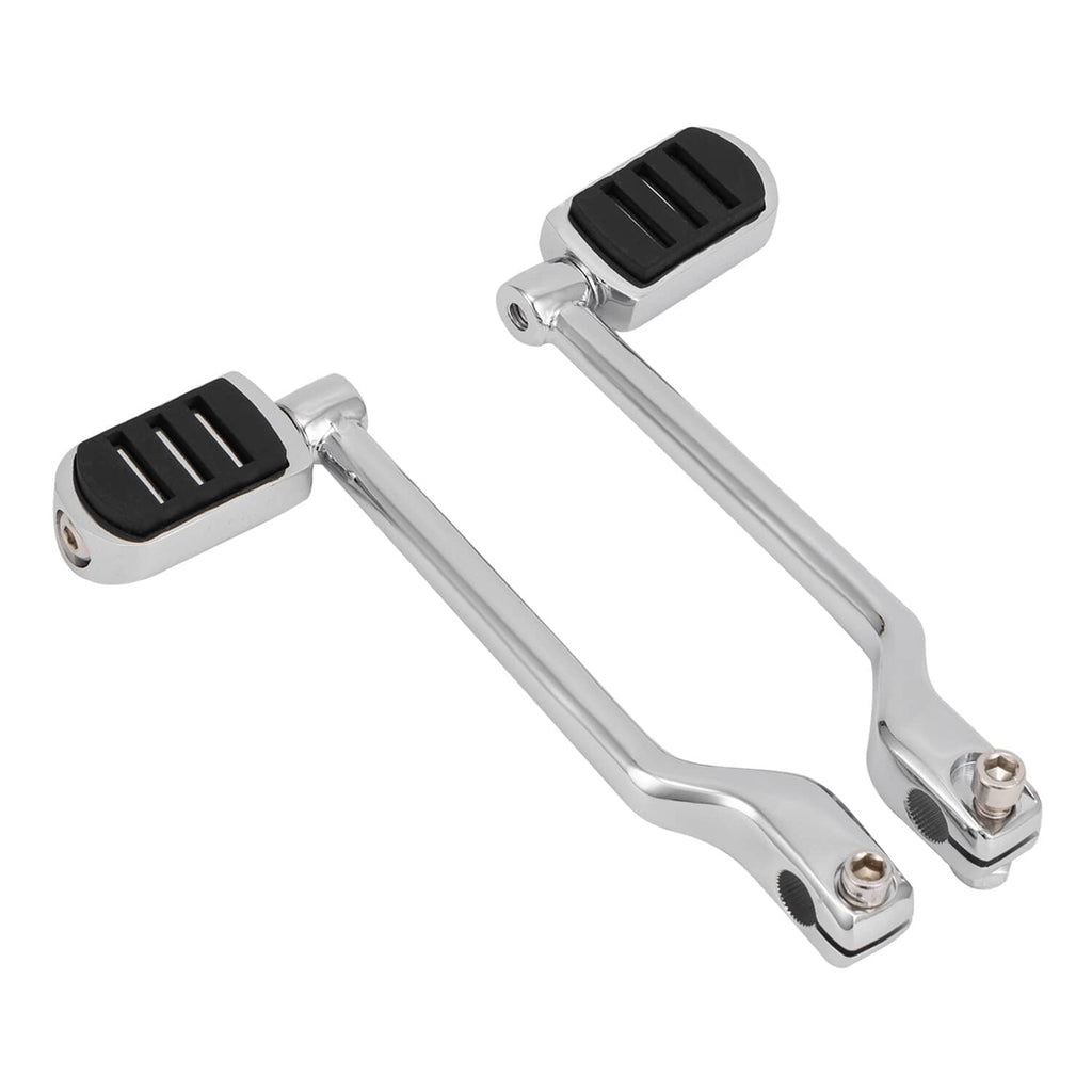 Motorcycle heel-toe shift lever kit, black rubber pedals and chrome U-shaped frame