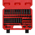 1/4-in drive impact socket set in red case with black sockets and extensions