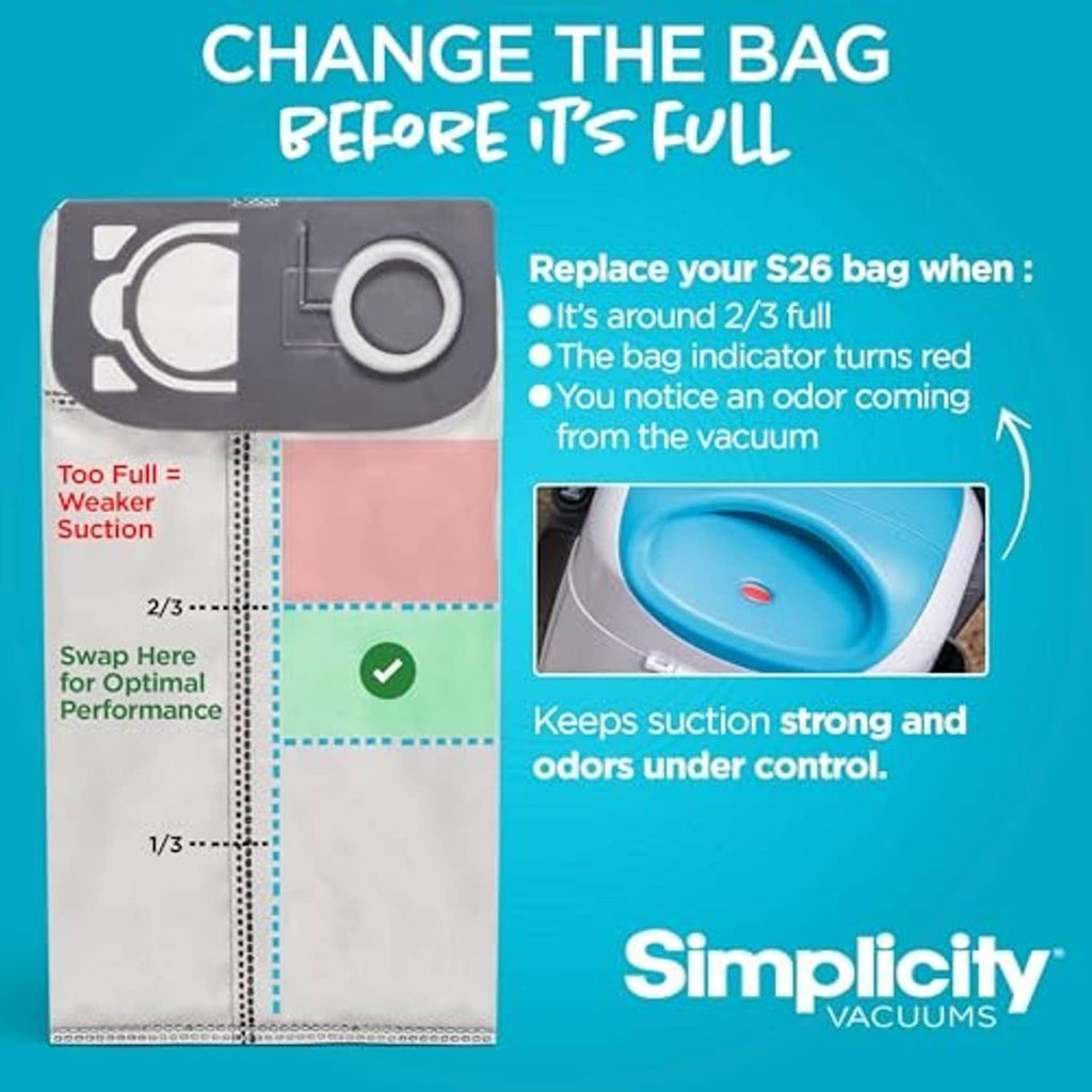HEPA vacuum bags with dark gray filter cover on white paper bag for replacement