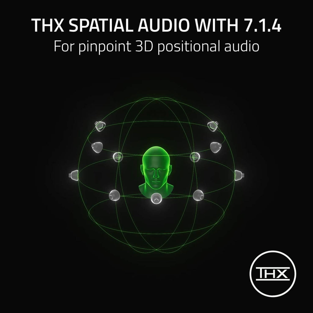 THX spatial audio feature graphic with 3D sound icon for wireless headset.
