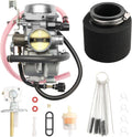 Carburetor kit with air filter and fittings, pink fuel hose and metal carburetor