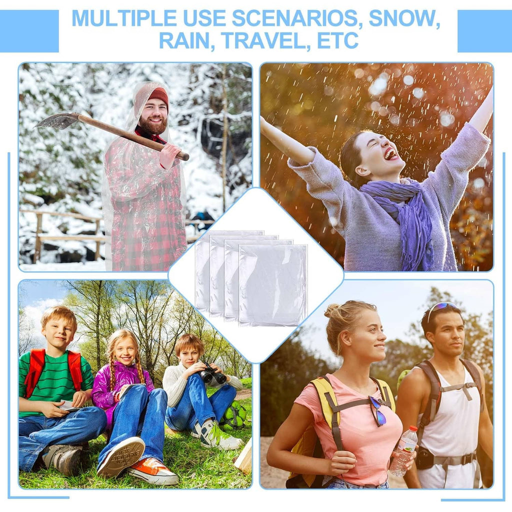 White disposable rain ponchos for multiple uses: snow, rain, travel, and outdoors