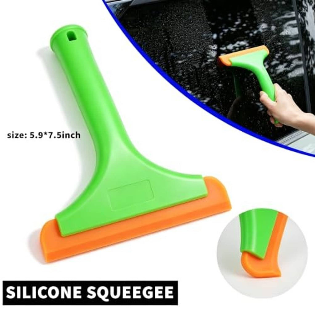 Silicone squeegee tool in green with orange base for smoothing window film