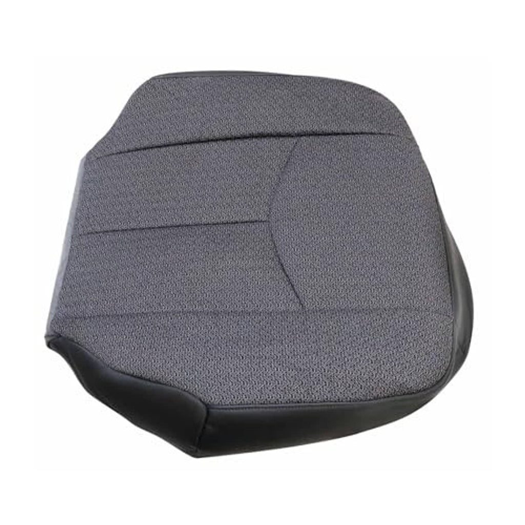 Dark gray seat bottom replacement cover with black trim edge and stitched center panels