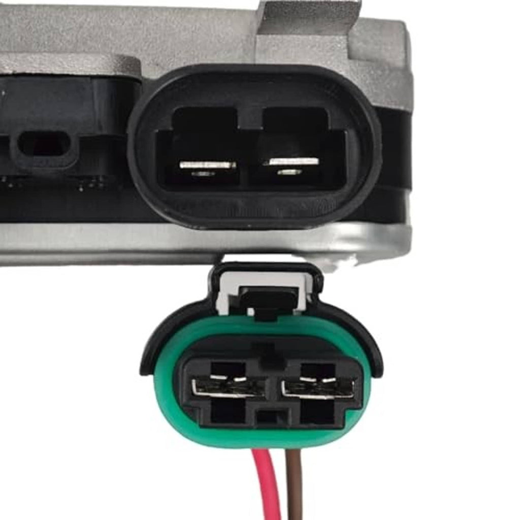 Cooling fan connector with green-ring socket and red/brown wire harness