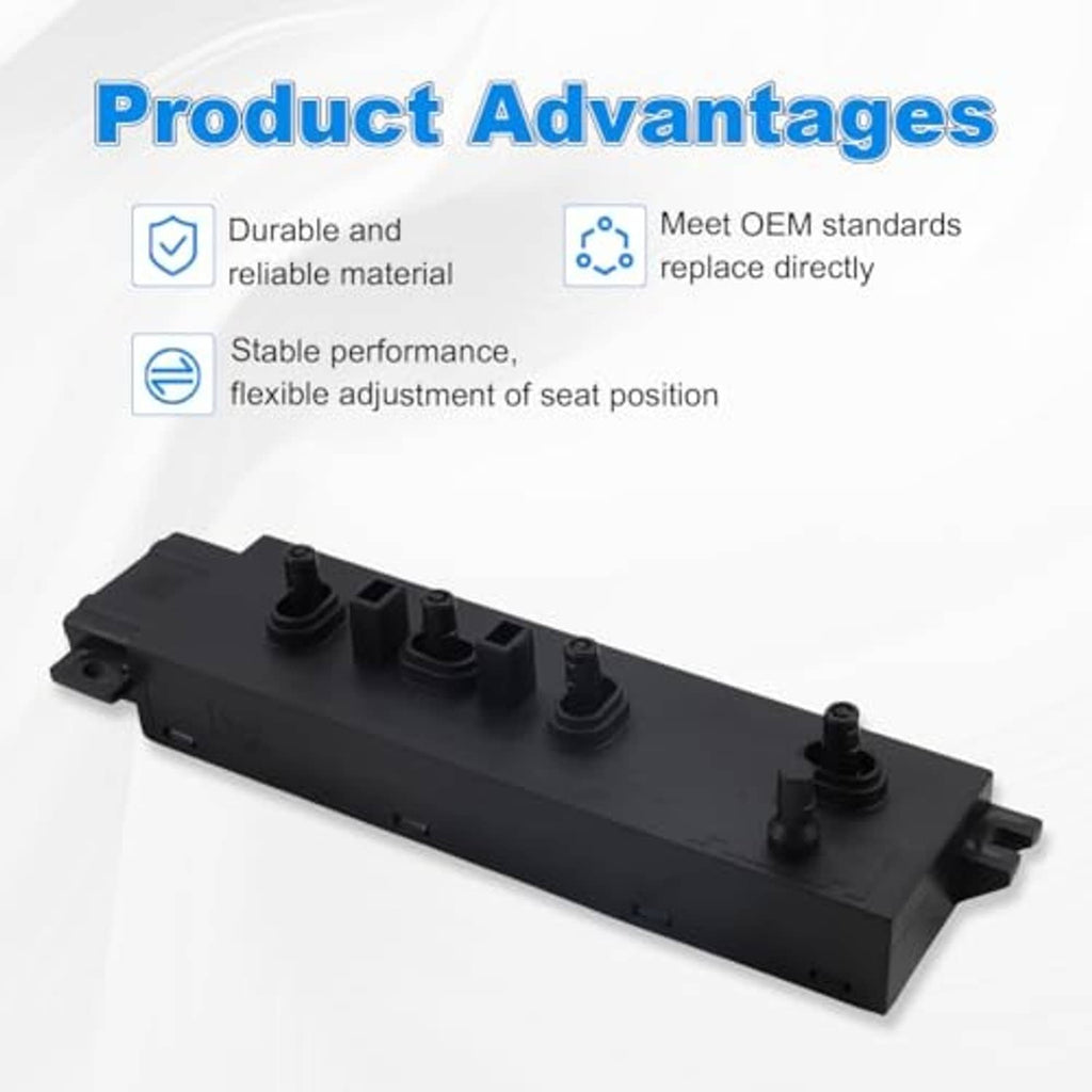 Black power seat switch module with top button switches and side mounting posts