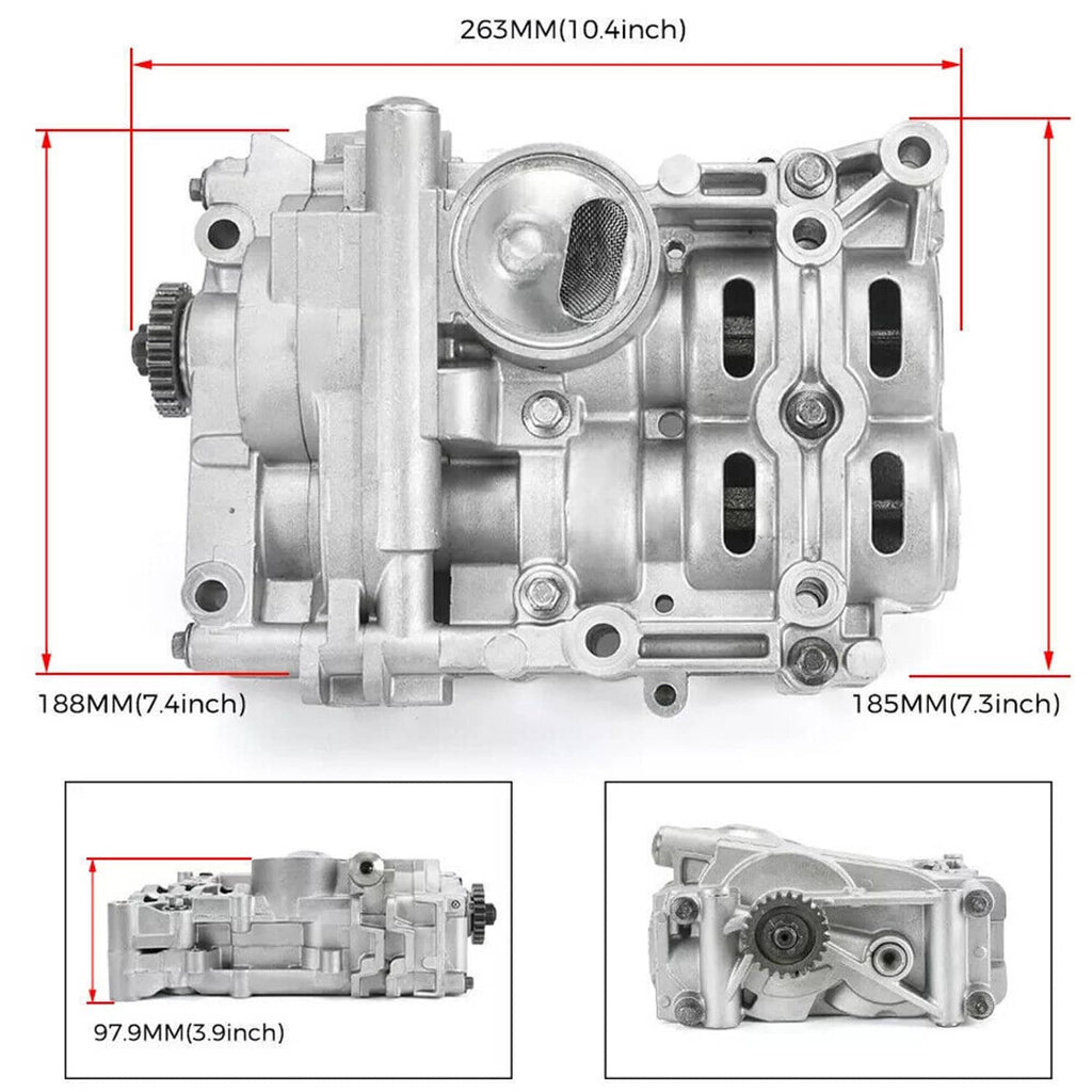 Engine shaft balance oil pump with measurement diagram and labeled dimensions