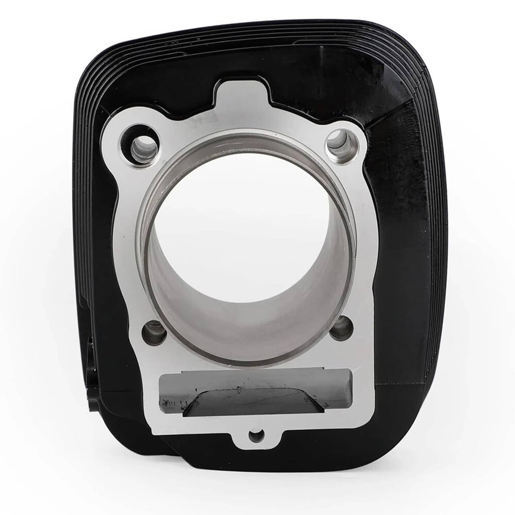 Cylinder head cover with round bore, black housing, and silver mounting ring