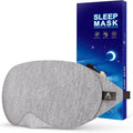 Gray cotton sleep eye mask with contoured shape and dark adjustable strap