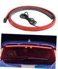 Flexible red LED 3rd brake light strip with black mounting clips and wiring harness