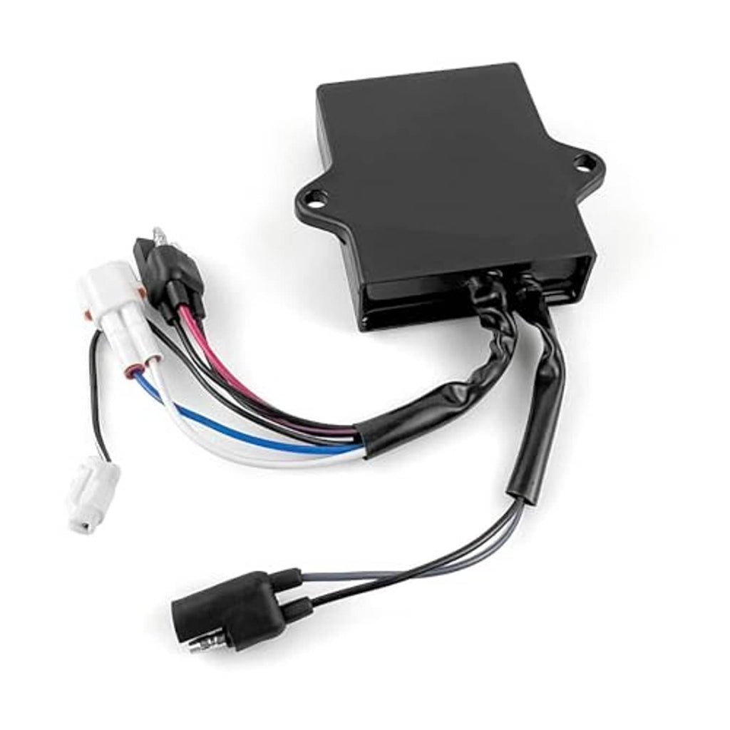 Black CDI ignition box module with wiring leads and multiple cable connectors