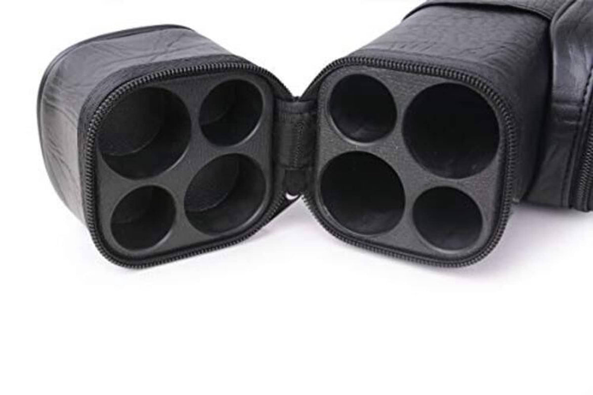 Black 2x2 cue case ends with four round holder openings each