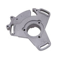 Adjustable stator timing plate, gray metal housing with round mounting bore and slots