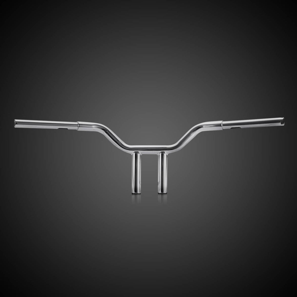 Chrome MX T-bar handlebar with curved center and straight bar ends, front view