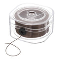 Brown elastic string for bracelets on a clear spool with a loose cord end