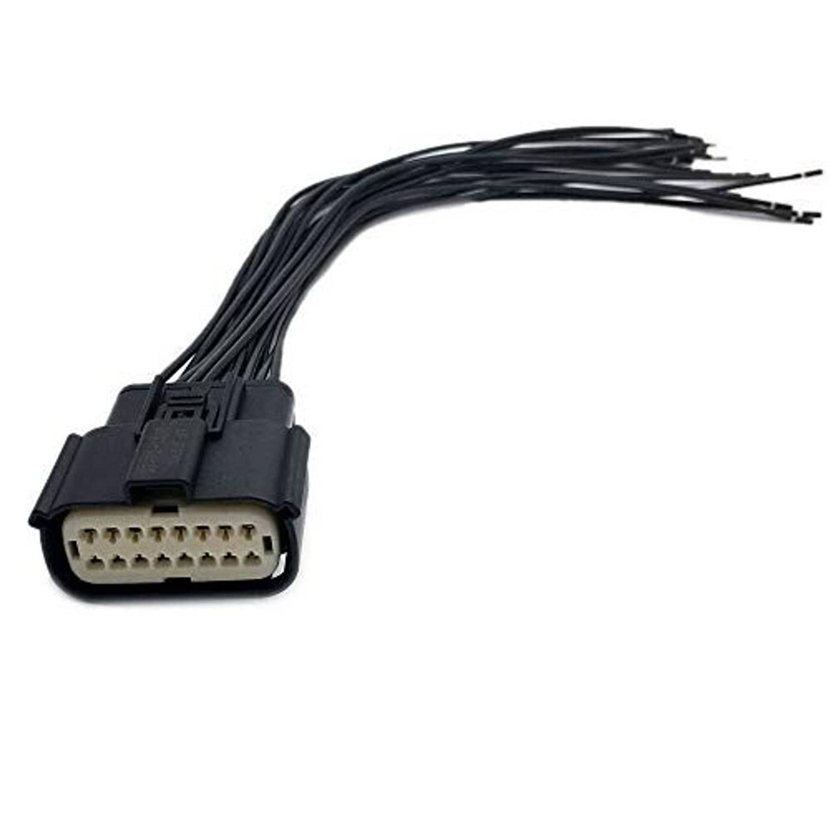 Headlight wiring harness pigtail with one multi-pin plug and trailing wire bundle
