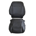 Black perforated microfiber leather seat cover set, front driver side bottom and backrest.