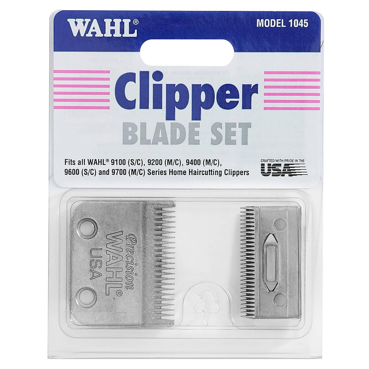 WAHL clipper blade set model 1045 blister pack with two silver blades