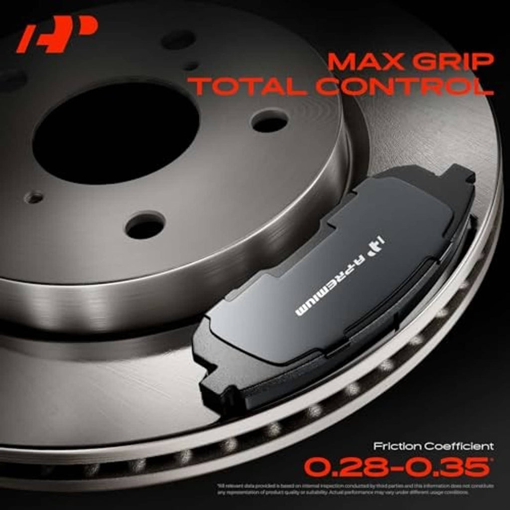 Ceramic brake pad on rotor with visible pad surface and wear area