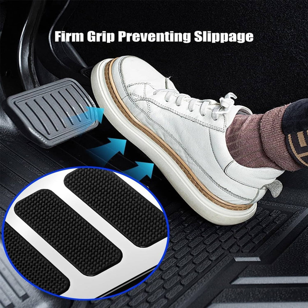 Black non-slip rubber pedal surface with ridges and grip insert